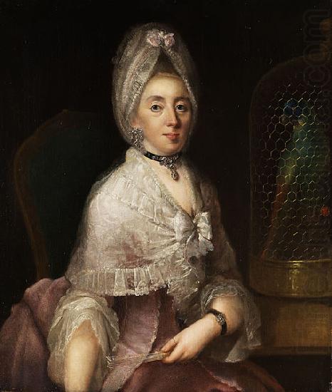Johann Carl Loth Portrait einer Dame mit Papageienkafig china oil painting image